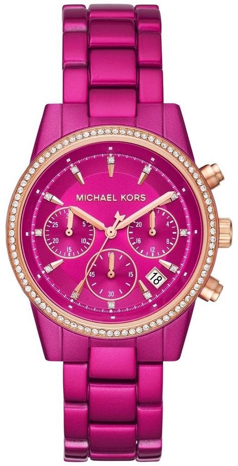 michael kors watch coloured face|hot pink Michael Kors Watch.